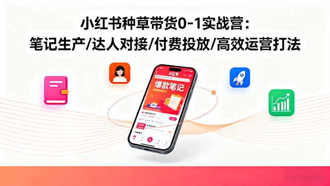 小红书种草带货0-1实战营：笔记生产/达人对接/付费投放/高效运营打法-星云网创