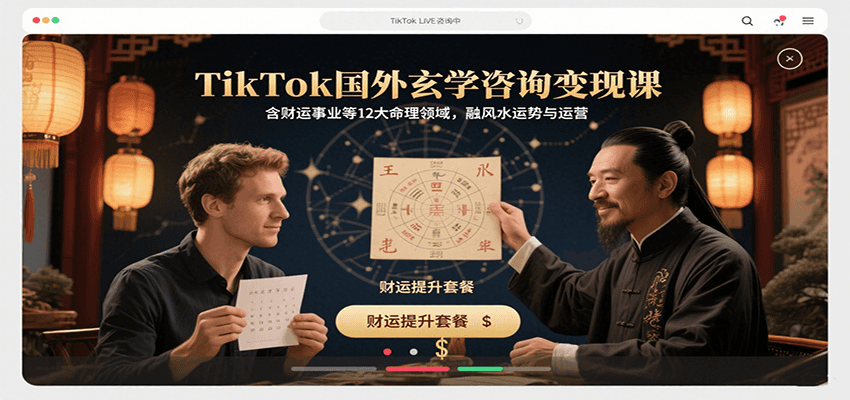 TikTok国外玄学咨询变现课，含财运事业等12大命理领域，融风水运势与运营-星云网创