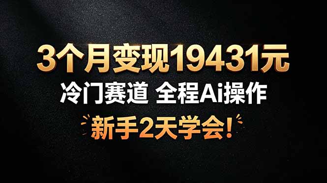 3个月变现19431元，冷门赛道 全程Ai操作，新手2天学会！-星云网创