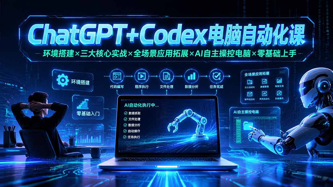 ChatGPT+Codex电脑自动化课：环境搭建×三大核心实战×全场景应用拓展×AI自主操控电脑×零基础上手-星云网创