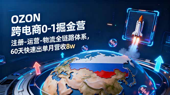 OZON跨境电商0-1掘金营：注册-运营-物流全链路体系，60天快速出单月营收8w-柚子轻创