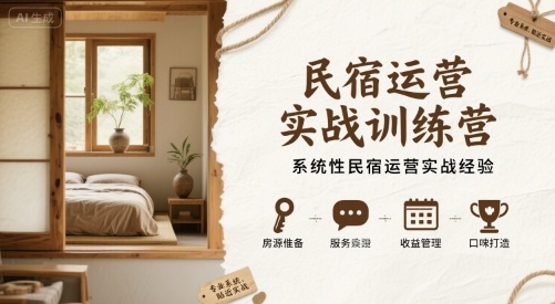民宿运营实战训练营，系统性民宿运营实战经验-柚子轻创