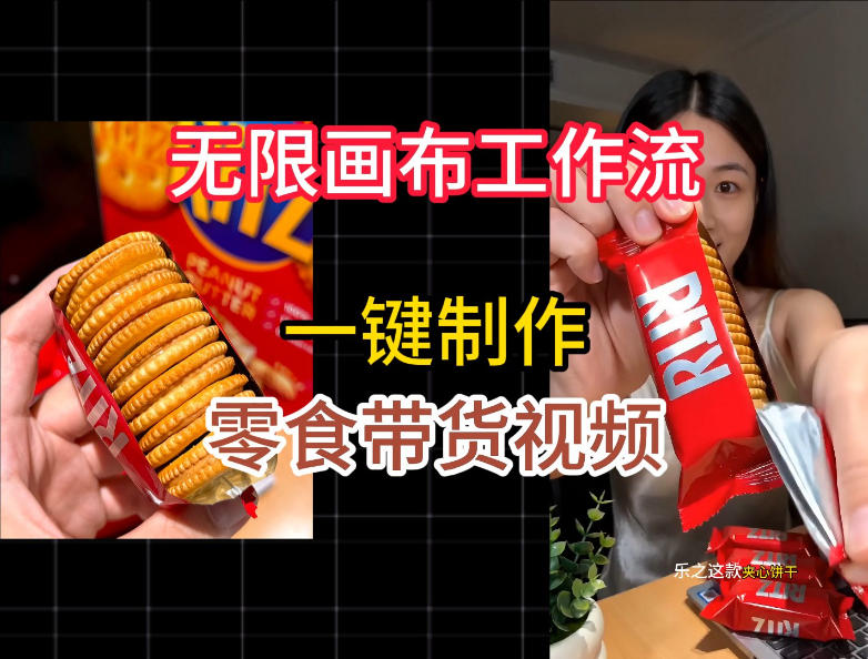 无限画布工作流一键制作零食带货视频，操作简单实操教学-星云网创