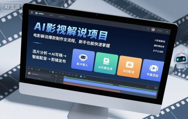 AI影视解说项目，电影解说爆款制作全流程，新手也能快速掌握-柚子轻创
