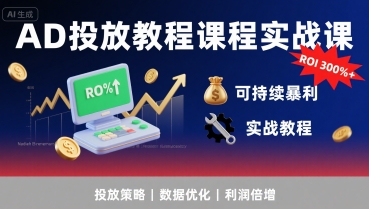 AD投放教程课程实战课,实现广告ROI300%+可持续暴利-星云网创
