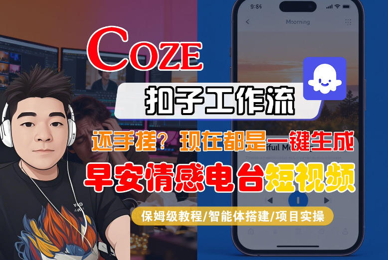 【Coze工作流搭建实操教程】【coze】早安情感电台日签视频还在手动做？用扣子工作流自动生成，省时90%-星云网创