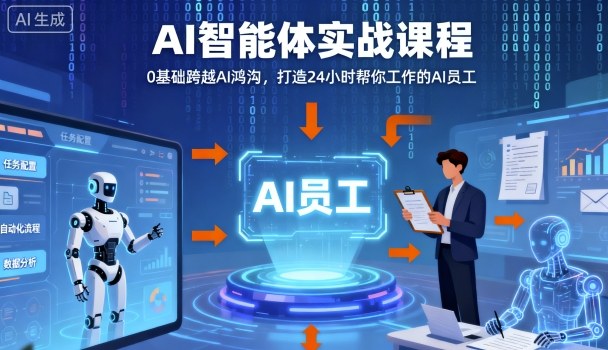 Ai智能体实战课程，0基础跨越Ai鸿沟，打造24小时帮你工作的Ai员工，打破常规，以实战定义Ai-我要项目网