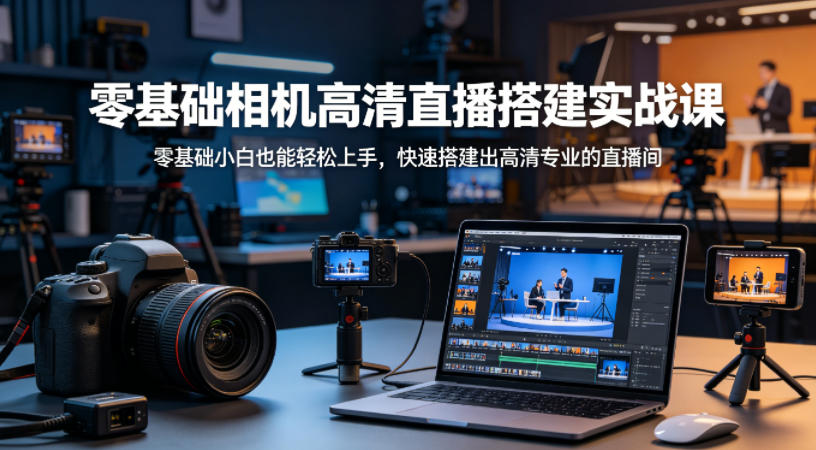 零基础相机高清直播间搭建实战课，小白也能轻松上手，快速搭建出高清专业的直播间-星云网创