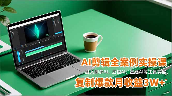 AI剪辑全案例实操课,融入即梦AI、豆包AI、星绘AI等工具实操,复制爆款月收益3W+-翻身路网创