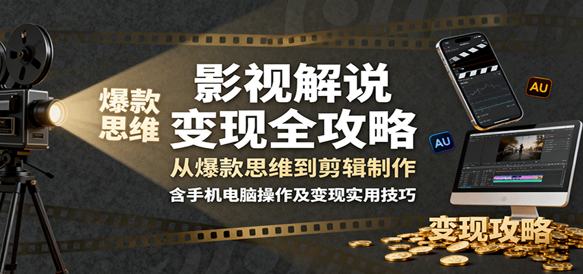 影视解说变现全攻略：从爆款思维到剪辑制作，含手机电脑操作及变现实用技巧-星云网创