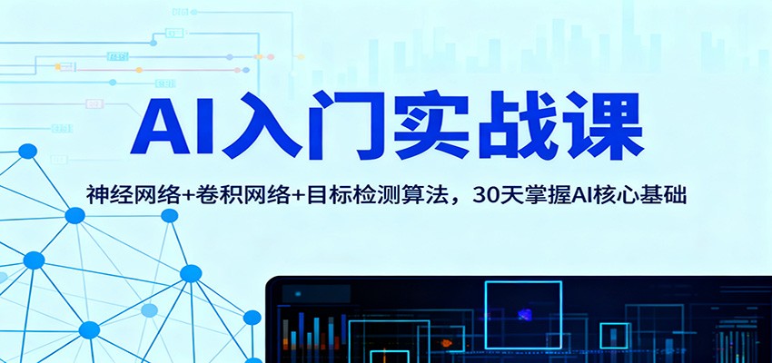 AI入门实战课：神经网络+卷积网络+目标检测算法，30天掌握AI核心基础-星云网创