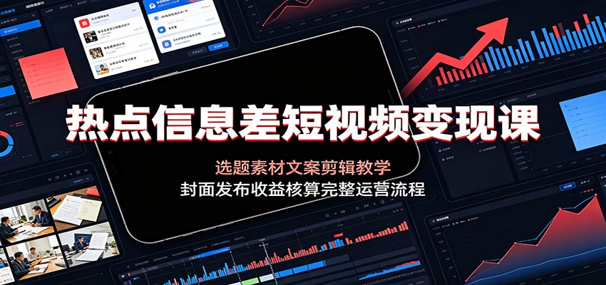 热点信息差短视频变现课：选题素材文案剪辑教学，封面发布收益核算完整运营流程-星云网创