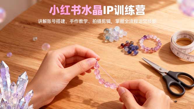 小红书水晶IP训练营，讲解账号搭建、手作教学、拍摄剪辑，全流程运营技能-星云网创