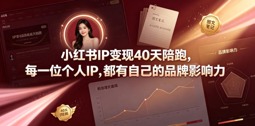小红书IP变现40天陪跑，每一位个人IP，都有自己的品牌影响力-星云网创