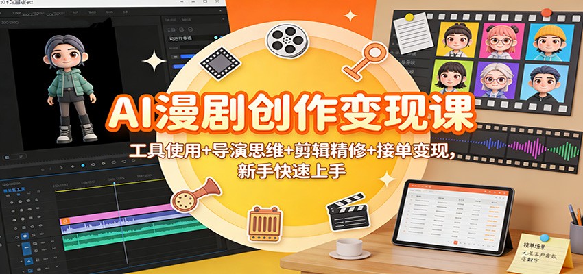AI漫剧创作变现课：工具使用+导演思维+剪辑精修+接单变现，新手快速上手-我要项目网