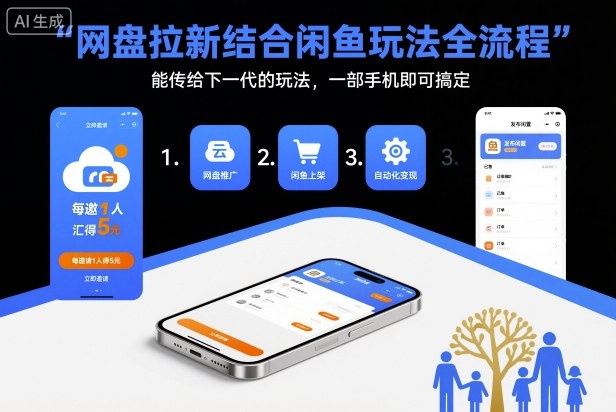 网盘拉新结合闲鱼玩法全流程，能传给下一代的玩法，一部手机即可搞定(附入口渠道以及实操教程)-星云网创