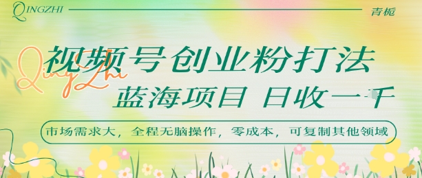 视频号创业粉打法，日入1k，蓝海项目，市场需求大，全程无脑操作，可复制-云网创
