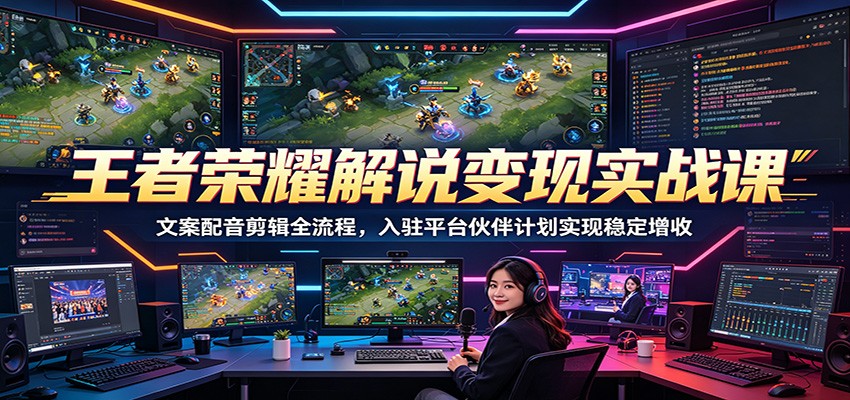 王者荣耀解说变现实战课：文案配音剪辑全流程，入驻平台伙伴计划实现稳定增收-星云网创