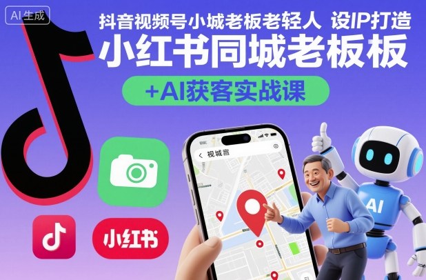 抖音视频号小红书同城老板轻人设IP打造+AI获客实战课，人设打造-算法拆解-拍摄剪辑-内容运营-AI创作-星云网创