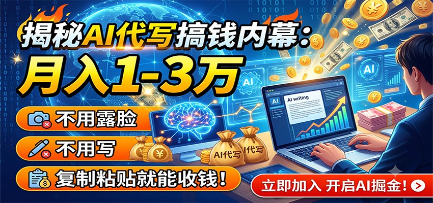 揭秘AI代写搞钱内幕：月入1-3万，不用露脸不用写，复制粘贴就能收钱！-星云网创