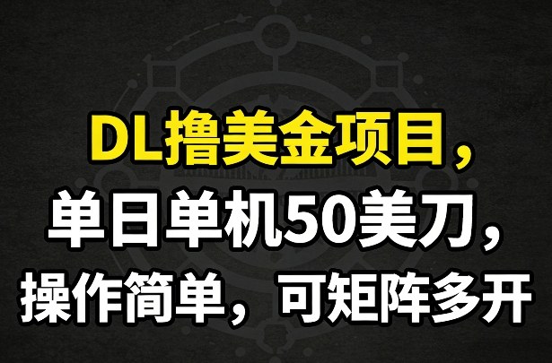 DL撸美金项目，单日单机50美刀，操作简单，可矩阵多开-星云网创