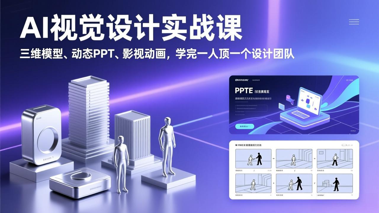 AI视觉设计实战课，三维模型、动态PPT、影视动画，学完一人顶一个设计团队-星云网创