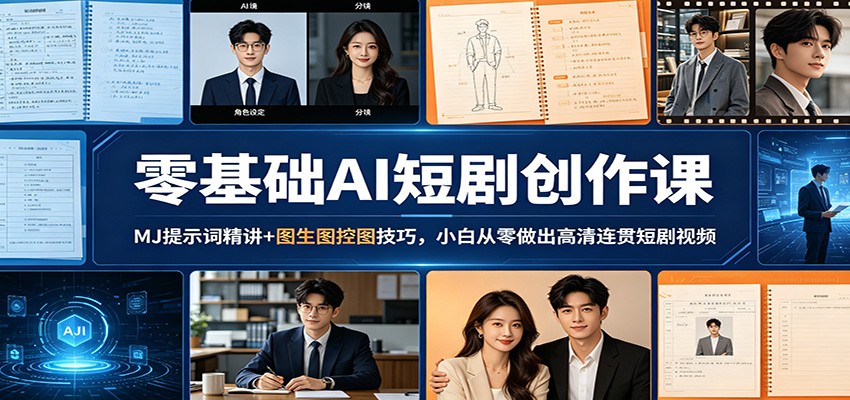 零基础AI短剧创作课：MJ提示词精讲+图生图控图技巧，小白从零做出高清连贯短剧视频-星云网创