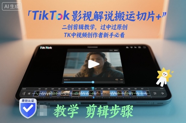 TikTok影视解说搬运切片+二创剪辑教学，过中过原创，TK中视频创作者新手必看-星云网创