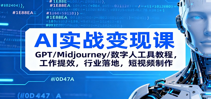 AI实战变现课：GPT/Midjourney/数字人工具教程，工作提效，行业落地，短视频制作-星云网创