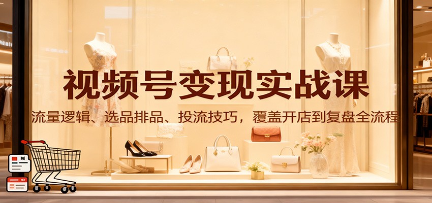 视频号变现实战课：流量逻辑、选品排品、投流技巧，覆盖开店到复盘全流程-星云网创