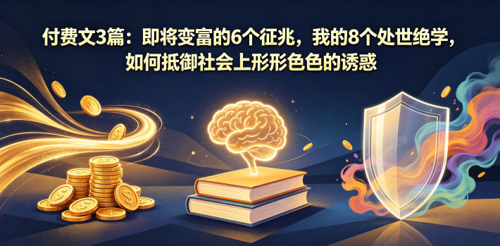 付费文3篇：即将变富的6个征兆，我的8个处世绝学，如何抵御社会上形形色色的诱惑-星云网创