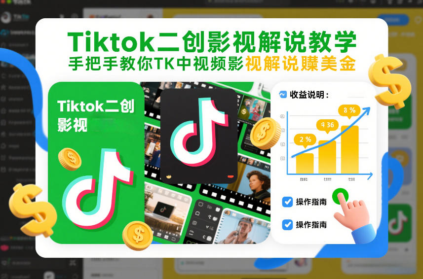 Tiktok二创影视解说教学，手把手教你TK中视频影视解说賺美金(更新26年1月)-星云网创