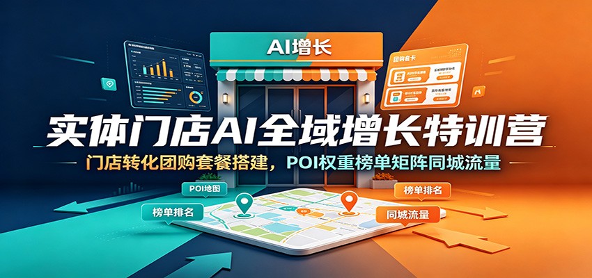 实体门店AI全域增长特训营：门店转化团购套餐搭建，POI权重榜单矩阵同城流量-星云网创