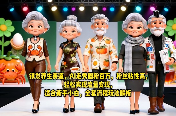 银发养生赛道，AI走秀圈粉百万，粉丝粘性高，轻松实现流量变现，适合新手小白，全套流程玩法解析-星云网创