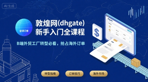 敦煌网(dhgate)新手入门全课程，B端外贸工厂转型必看，抢占海外订单-我要项目网