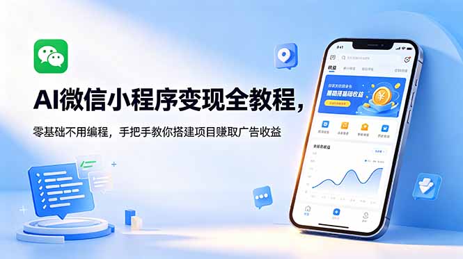 AI微信小程序变现全教程，零基础不用编程，手把手教你搭建项目赚取广告收益-星云网创