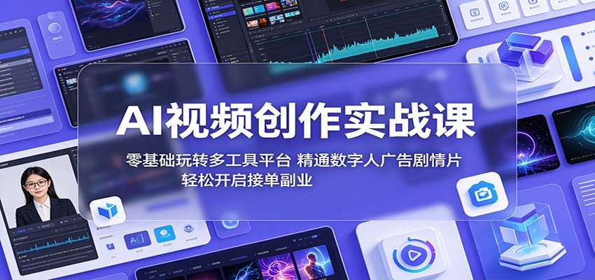 AI视频创作实战课：零基础玩转多工具平台，精通数字人广告、剧情片，轻松开启接单副业-星云网创