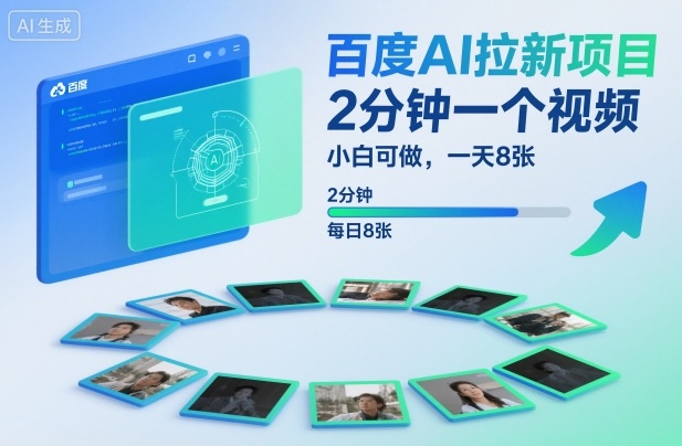 百度AI拉新项目，2分钟一个视频，小白可做，一天8张【附案例+保姆级教程】-我要项目网