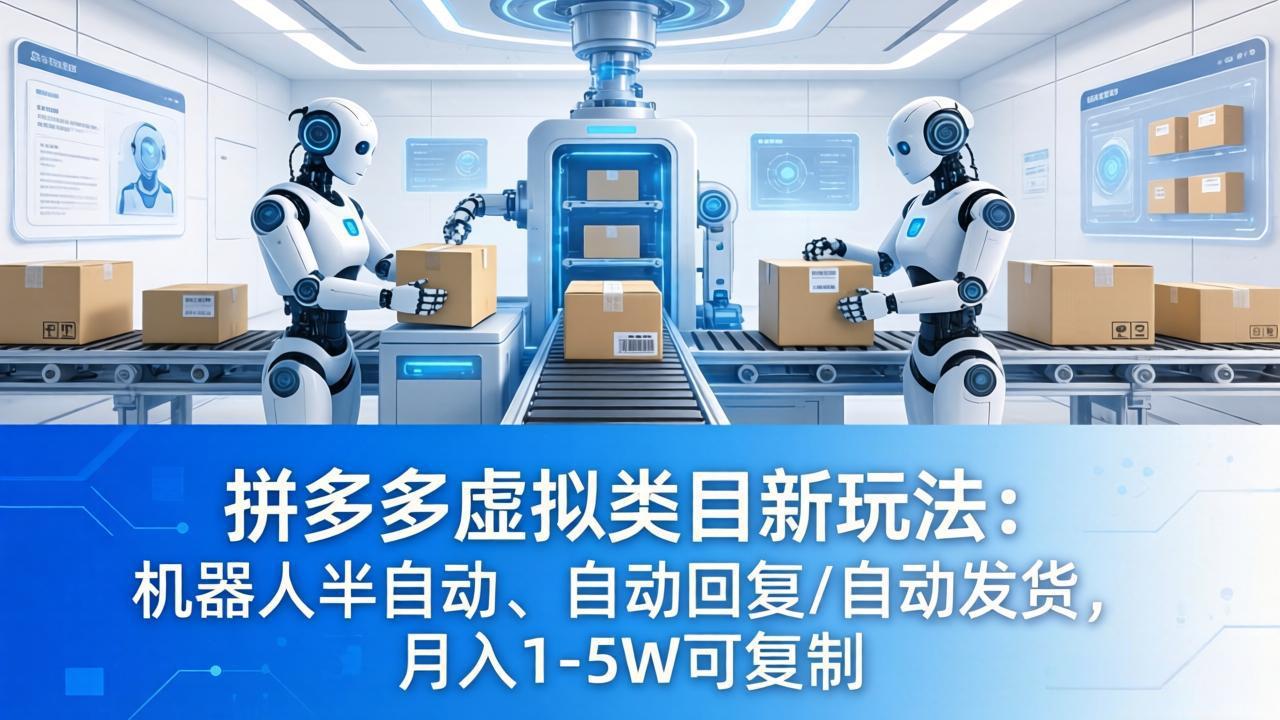 拼多多虚拟类目新玩法：机器人半自动、自动回复 /自动发货，月入 1-5W 可复制-星云网创