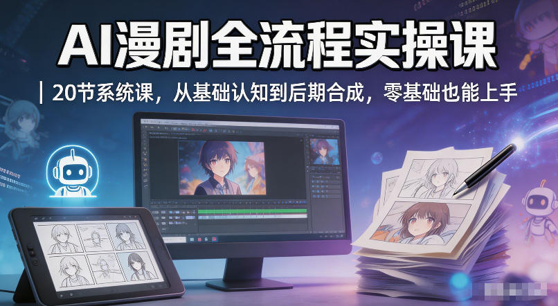 AI漫剧全流程实操课｜20节系统课，从基础认知到后期合成，零基础也能上手-星云网创