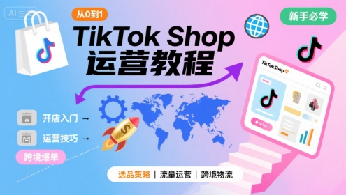 TikTok Shop从0到1运营教程，TikTok跨境电商新手必学课程-柚子轻创