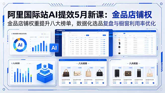 阿里国际站AI提效5月新课：金品店铺权重提升八大榜单，数据化选品复盘与橱窗利用率优化-星云网创