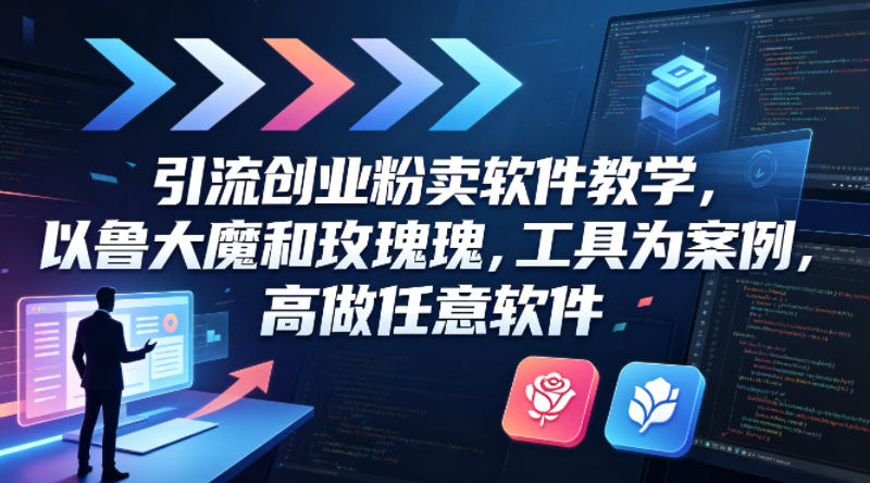 引流创业粉卖软件教学，以鲁大魔和玫瑰工具为案例，可做任意软件-星云网创