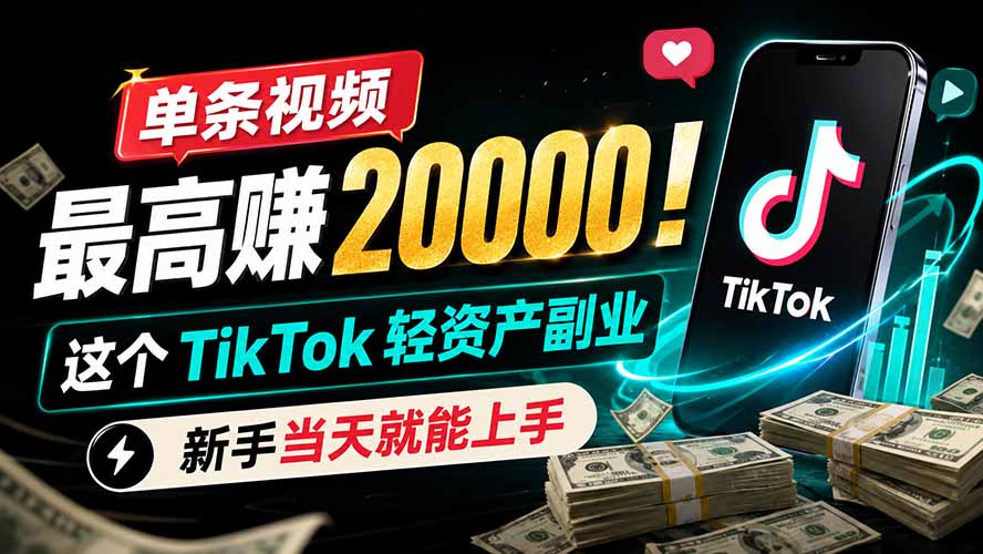 单条视频最高赚 20000！这个 TikTok 轻资产副业，新手当天就能上手-星云网创