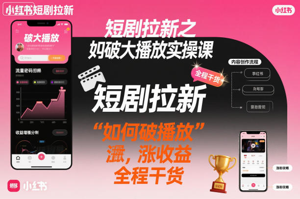 短剧拉新之小红书如何破大播放实操课,如何破播放,涨收益,全程干货-星云网创