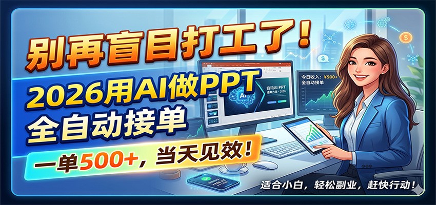 别再盲目打工了！2026用AI做PPT全自动接单，一单5张+，当天见效！-星云网创