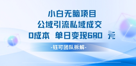 小白无脑项目公域引流私域成交0成本单日变现680米-我要项目网