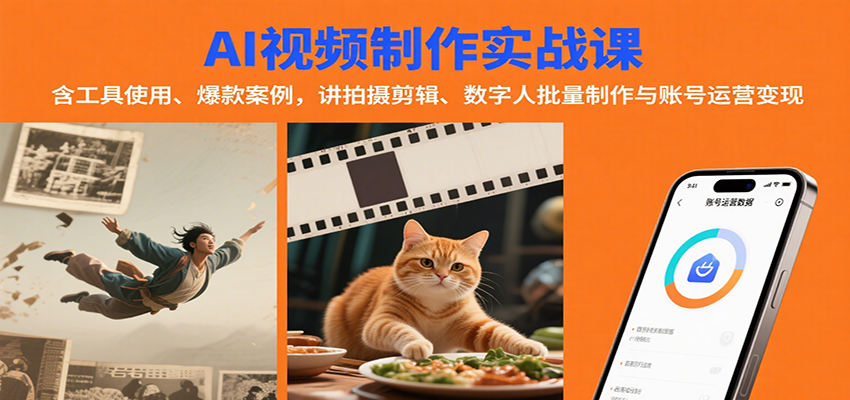AI视频制作实战：含工具使用、爆款案例，讲拍摄剪辑、数字人批量制作与账号运营变现-星云网创