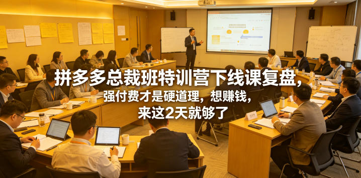 拼多多总裁班特训营下线课复盘，强付费才是硬道理，想賺钱，来这2天就够了-星云网创