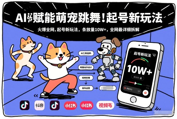 AI赋能萌宠跳舞，火爆全网，起号新玩法，条条播放量10W+，全网最详细拆解-星云网创